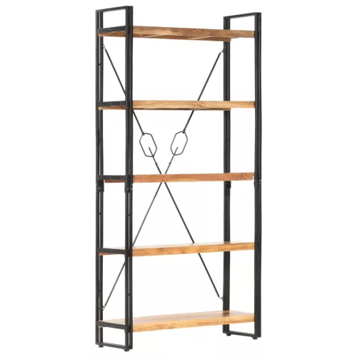  5-szintes tömör akácfa könyvespolc 90 x 30 x 180 cm