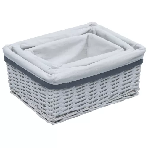  3 darab fehér fűzfa rakásolható kosár