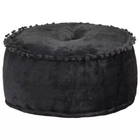  antracitszürke kerek bársony puff 40 x 20 cm