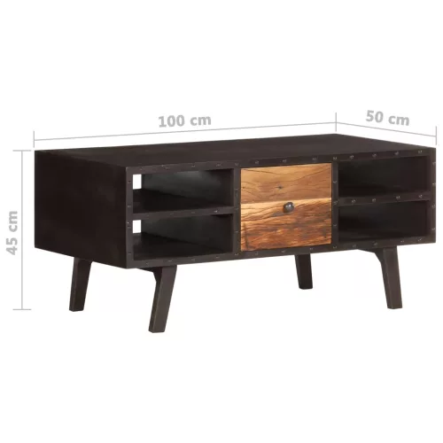  tömör újrahasznosított fa dohányzóasztal 100 x 50 x 45 cm