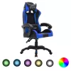  kék és fekete műbőr versenyszék RGB LED-világítással