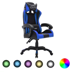    kék és fekete műbőr versenyszék RGB LED-világítással
