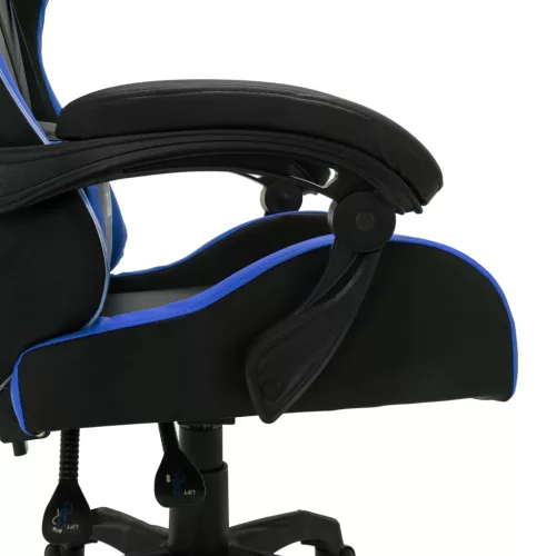  kék és fekete műbőr versenyszék RGB LED-világítással