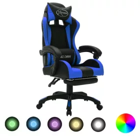    kék és fekete műbőr versenyszék RGB LED-világítással
