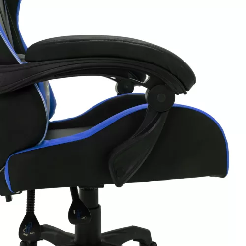  kék és fekete műbőr versenyszék RGB LED-világítással