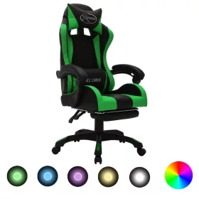    zöld és fekete műbőr versenyszék RGB LED-világítással