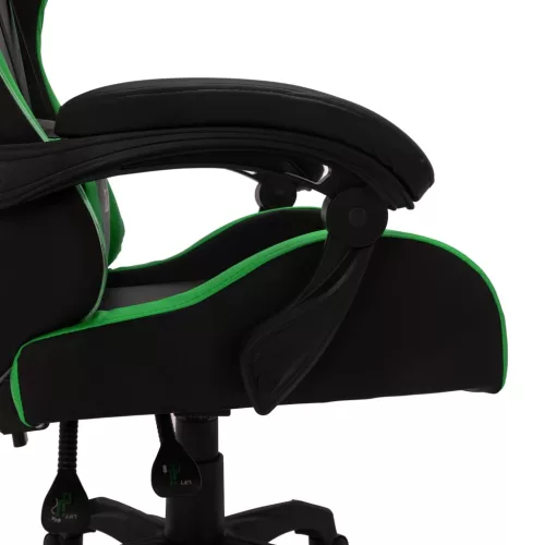  zöld és fekete műbőr versenyszék RGB LED-világítással