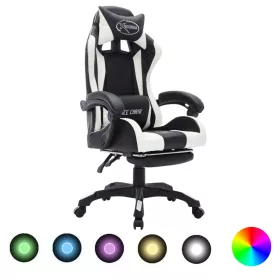    fehér és fekete műbőr versenyszék RGB LED-világítással