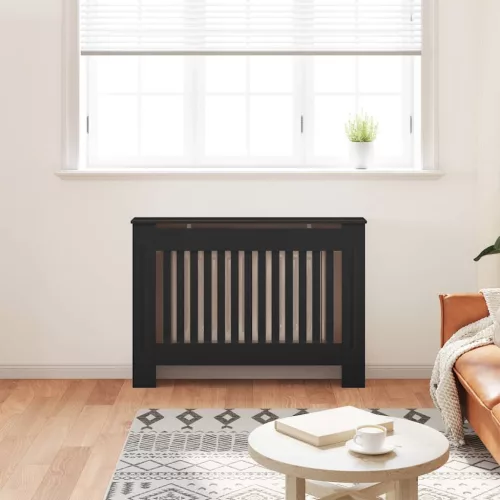  fekete MDF radiátorburkolat 112 x 19 x 81,5 cm