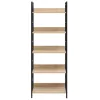  5 szintes tölgyszínű szerelt fa könyvespolc 60x27,6x158,5 cm