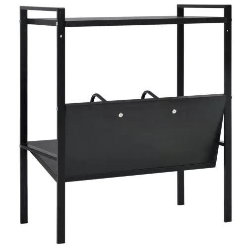  2-szintes fekete szerelt fa könyvespolc 52 x 28 x 59 cm