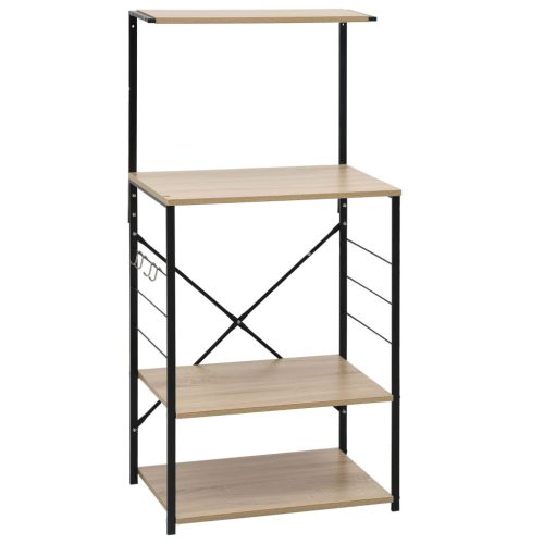  fekete-tölgyszínű szerelt fa mikrosütő szekrény 60x39,6x123 cm