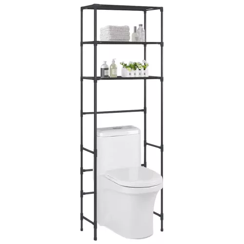  3 szintes fekete WC feletti tárolóállvány 53 x 28 x 169 cm