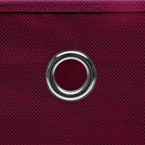  4 db sötétpiros szövet tárolódoboz fedéllel 32 x 32 x 32 cm