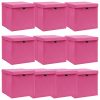  10 db rózsaszín szövet tárolódoboz fedéllel 32 x 32 x 32 cm