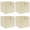  4 db krémszínű szövet tárolódoboz 32 x 32 x 32 cm