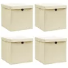  4 db krémszínű szövet tárolódoboz fedéllel 32 x 32 x 32 cm