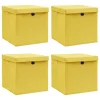  4 db sárga szövet tárolódoboz fedéllel 32 x 32 x 32 cm
