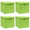  4 db zöld szövet tárolódoboz fedéllel 32 x 32 x 32 cm