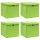  4 db zöld szövet tárolódoboz fedéllel 32 x 32 x 32 cm