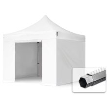   Professional összecsukható sátrak PROFESSIONAL 400g/m2 ponyvával, alumínium szerkezettel, 4 oldalfallal, ablak nélkül - 3x3m fehér