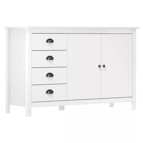  Hill fehér tömör fenyőfa tálalószekrény 130 x 40 x 80 cm