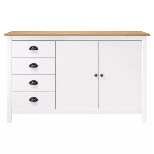  Hill fehér tömör fenyőfa tálalószekrény 130 x 40 x 80 cm