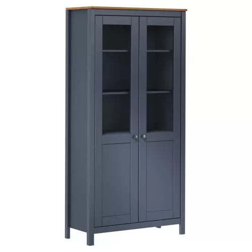  Hill szürke tömör fenyőfa tálalószekrény 85 x 37 x 170,5 cm