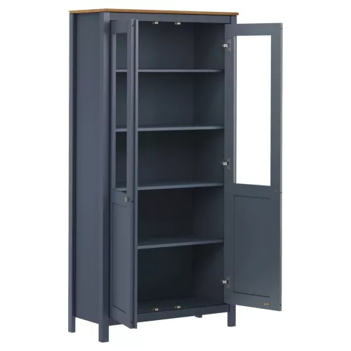  Hill szürke tömör fenyőfa tálalószekrény 85 x 37 x 170,5 cm