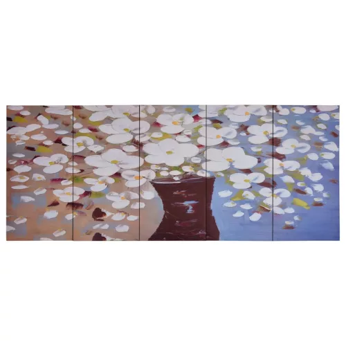  többszínű vázás virágos nyomtatott vászon faliképszett 150x60cm