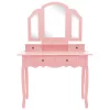  rózsaszín császárfa fésülködőasztal-szett ülőkével 100x40x146cm