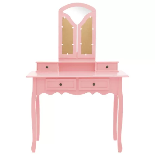  rózsaszín császárfa fésülködőasztal-szett ülőkével 100x40x146cm