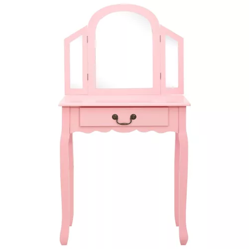  rózsaszín császárfa MDF fésülködőasztal ülőkével 65x36x128 cm