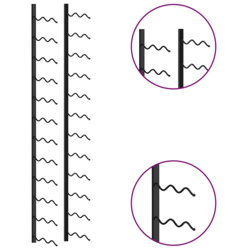  fekete vas falra szerelhető bortartó állvány 24 palacknak 