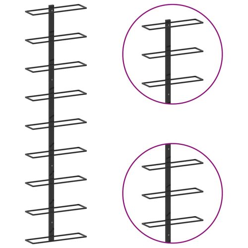  fekete vas falra szerelhető bortartó állvány 9 palacknak