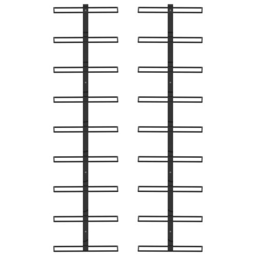  2 db fekete vas falra szerelhető bortartó állvány 18 palacknak 