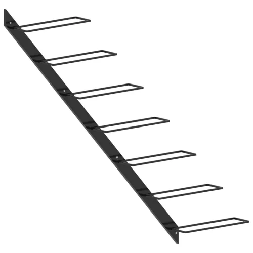  fekete fém falra szerelhető bortartó állvány 7 palacknak