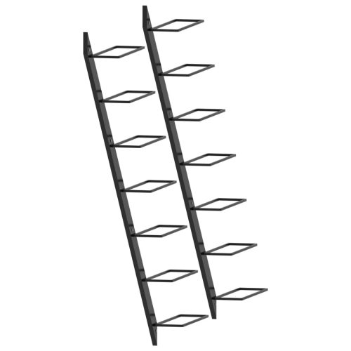  2 db fekete fém falra szerelhető bortartó állvány 14 palacknak