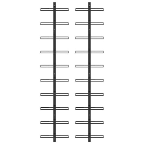  2 db fekete fém falra szerelhető bortartó állvány 20 palacknak