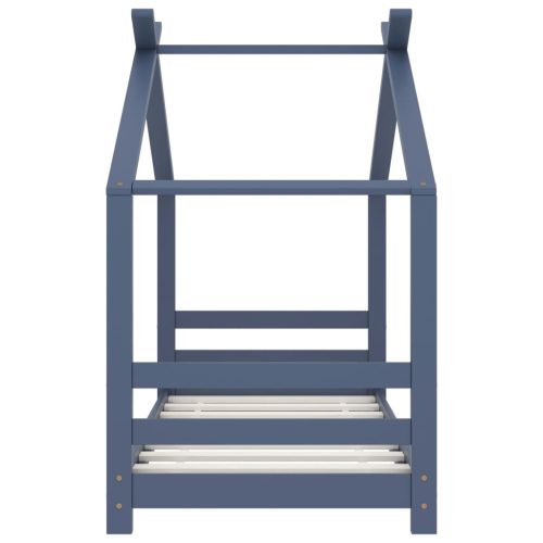  szürke tömör fenyőfa gyerekágy-keret 70 x 140 cm