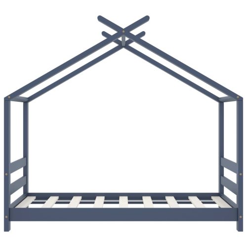  szürke tömör fenyőfa gyerekágy-keret 70 x 140 cm