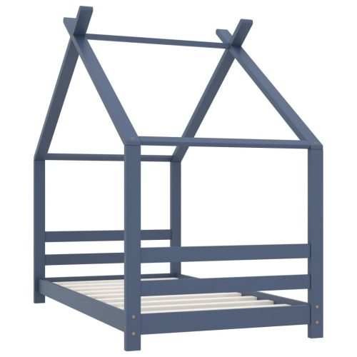  szürke tömör fenyőfa gyerekágy-keret 80 x 160 cm