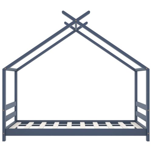  szürke tömör fenyőfa gyerekágy-keret 80 x 160 cm