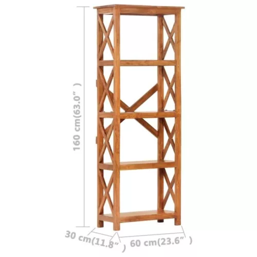  tömör akácfa könyvszekrény mézszínű felülettel 60 x 30 x 160 cm