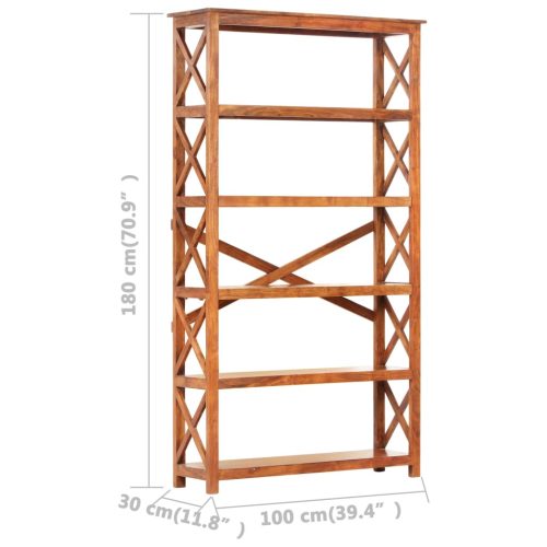  tömör akácfa könyvszekrény mézszínű felülettel 100x30x180 cm