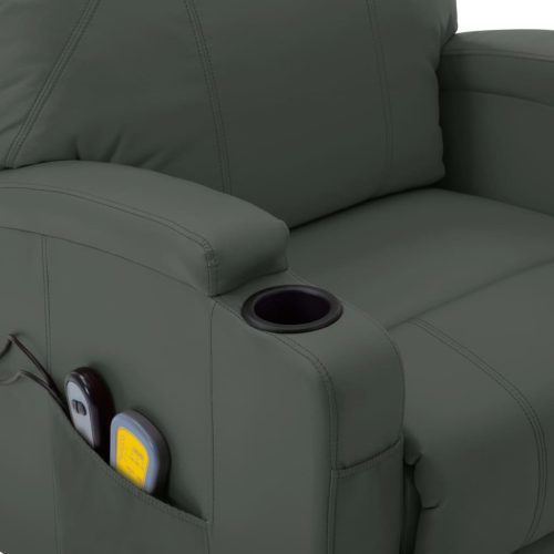  antracitszürke műbőr felállást segítő masszázsfotel