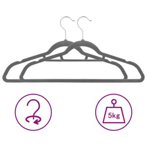  20 db szürke csúszásmentes bársony ruhaakasztó