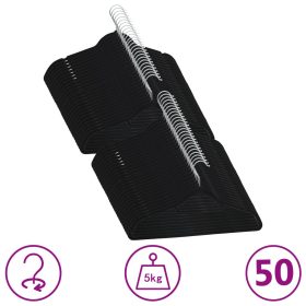  50 db fekete csúszásmentes bársony ruhaakasztó