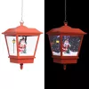  piros karácsonyi függőlámpa LED-ekkel és Mikulással 27x27x45 cm