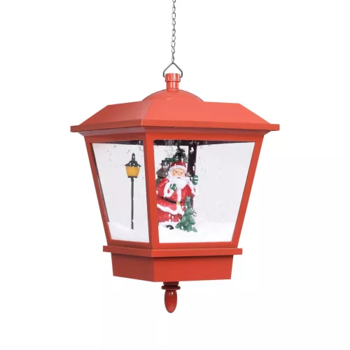  piros karácsonyi függőlámpa LED-ekkel és Mikulással 27x27x45 cm
